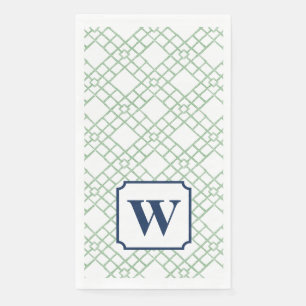 Personalized Palm Beach Green Lattice Monogram Napkin