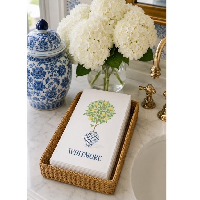 Personalized Palm Beach Lemon Topiary  Napkin (Display photo made with AI)