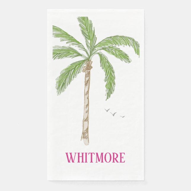 Personalized Palm Beach Palm Tree  Napkin (Front)