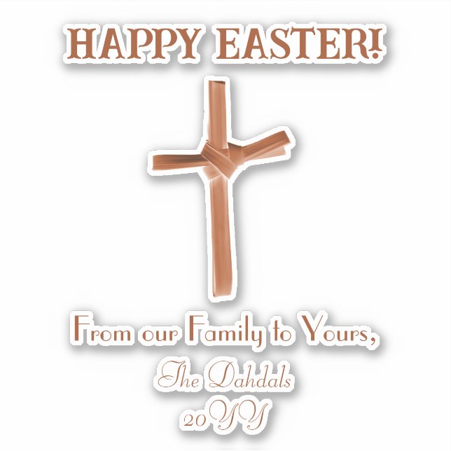 Personalized Palm Cross Happy Easter Earthy White (Front)