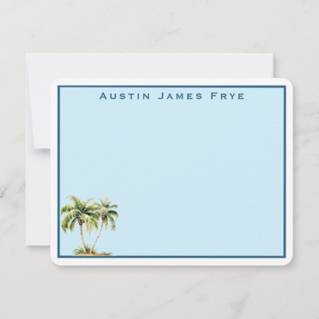 Personalized Palm Tree Border Stationery Note Card (Front)