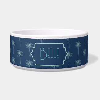 Personalized Palm Tree Pattern Pet Bowl