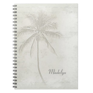 Personalized Palm Tree Taupe Notebook
