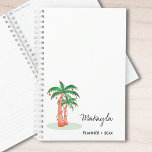 Personalized Palm Trees Planner<br><div class="desc">This personalized planner features palm trees, string lights with stylish script typography,
It is easily customizable.
Original Watercolor © Michele Davies.</div>