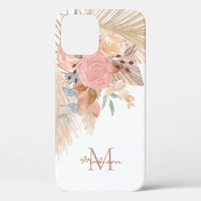 Personalized Pampas Grass Blush Pink Floral Case-Mate iPhone Case (Back)