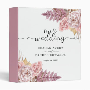 Personalized Pampas Grass Floral Wedding Album Binder