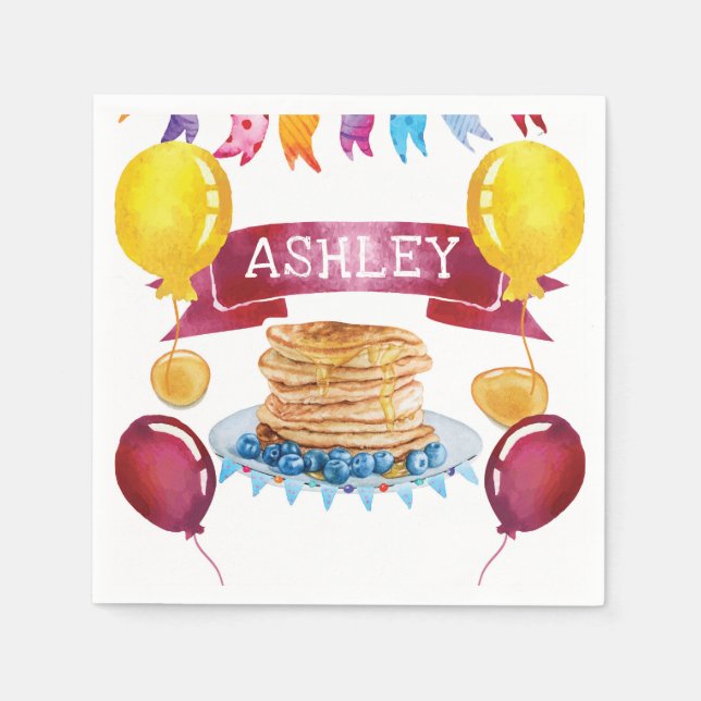 Personalized Pancake and Pyjamas Birthday Napkin (Front)