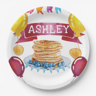 Personalized Pancake and Pyjamas Birthday Paper Plate