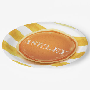 Personalized Pancake and Pyjamas Birthday Paper Plate