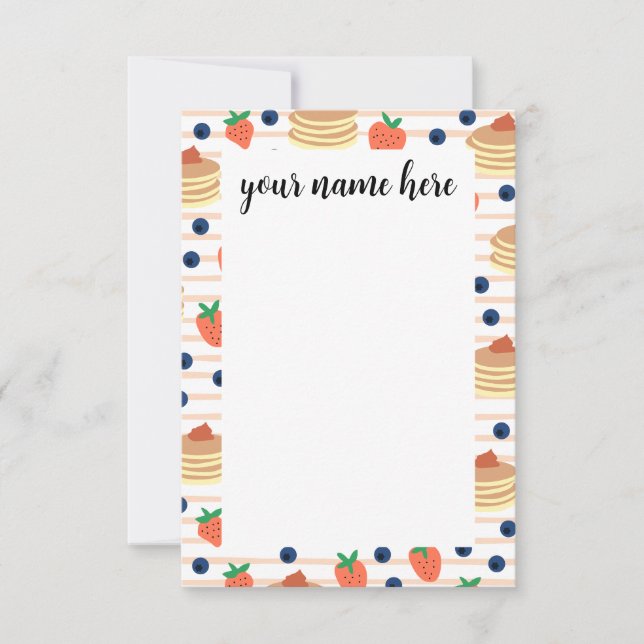 Personalized Pancakes and Berries Notecards (Front)