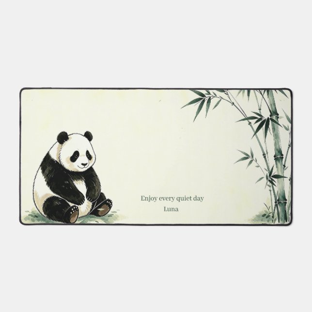 Personalized Panda Bamboo Desk Mat school (Front)