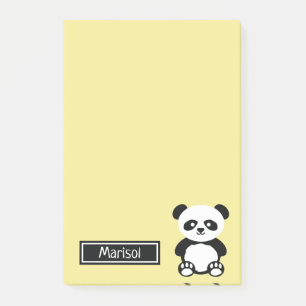 Personalized Panda Bear Animal Kids Kawaii Yellow Post-it Notes