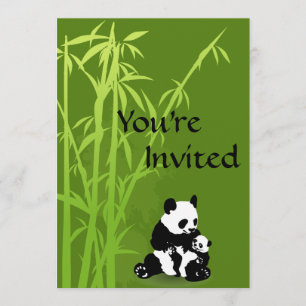 Personalized Panda Bear, Bamboo Baby Shower Invite