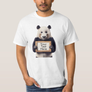 Personalized Panda Bear Holding Sign T-Shirt