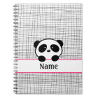 Personalized Panda Bear Pink Black Notebook