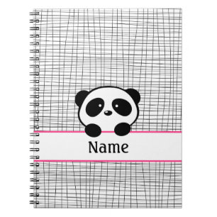 Personalized Panda Bear Pink Black Notebook