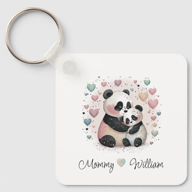 Personalized Panda Love Baby Keychain (Front)