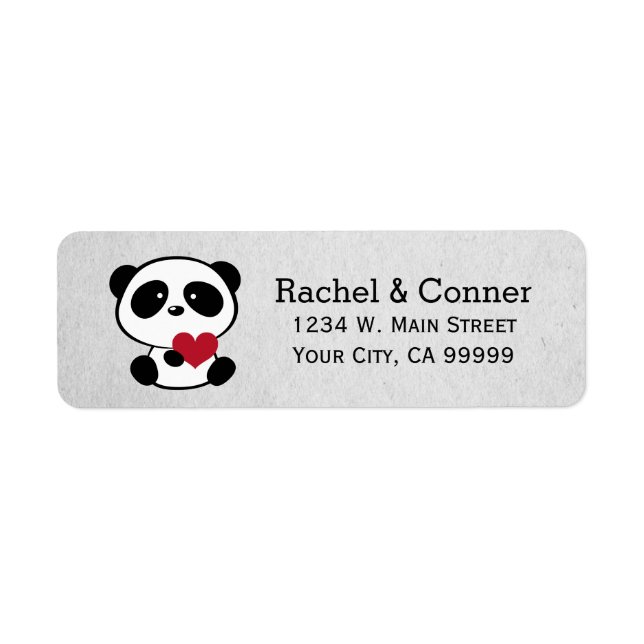 Personalized Panda Love Wedding Address Labels (Front)