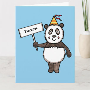 Personalized Panda Party Kid's Birthday Card
