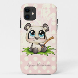 Personalized panda pink polkadots iphone 5 case