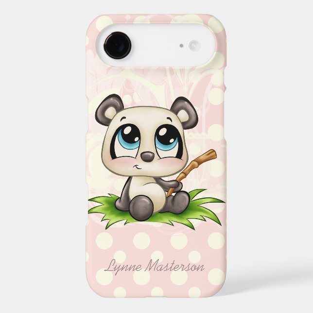 Personalized panda pink polkadots iPhone 6 case (Back)