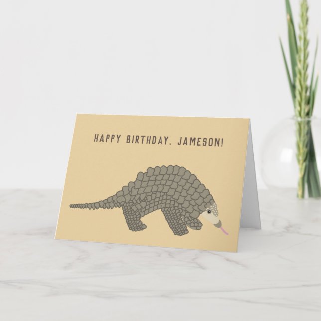 Personalized Pangolin Birthday Card (Front)