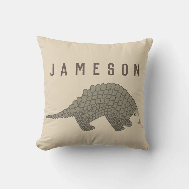 Personalized Pangolin Throw Pillow (Front)