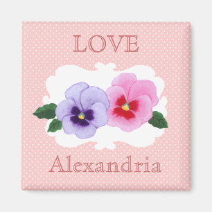 Personalized Pansies Floral Magnet