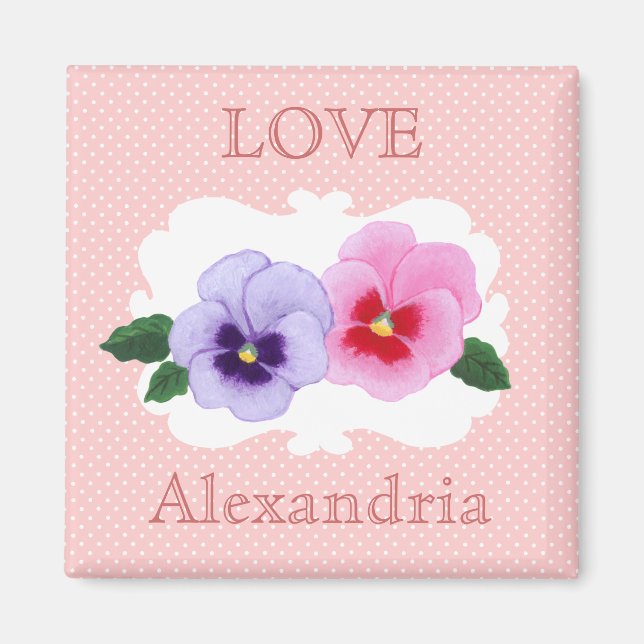 Personalized Pansies Floral Magnet (Front)