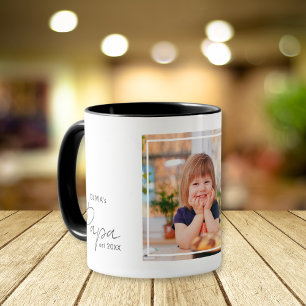 Personalized Papa Est Year Grandkid Name Photo Mug