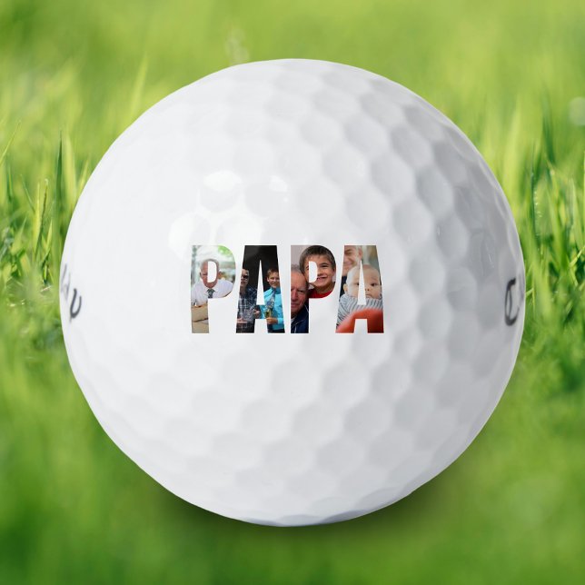 Personalized papa photo collage for father golf balls (Personalized papa photo collage for father golf balls)