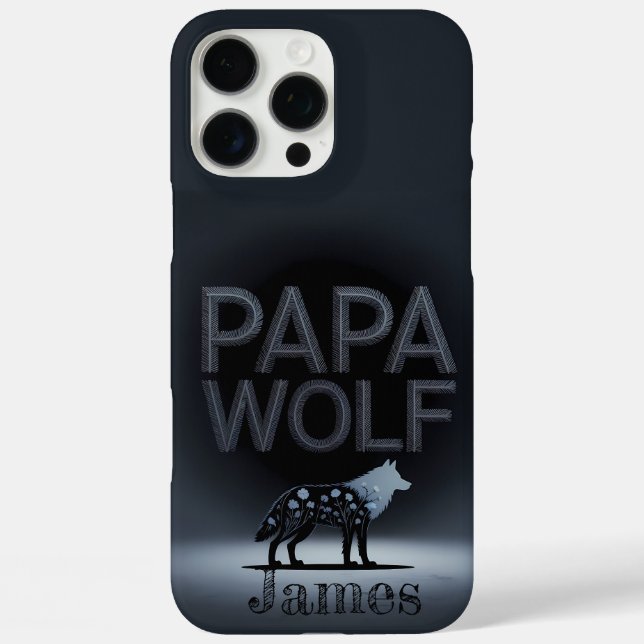 Personalized Papa Wolf Nature Silhouette Case-Mate iPhone Case (Back)