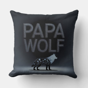 Personalized Papa Wolf Nature Silhouette Throw Pillow