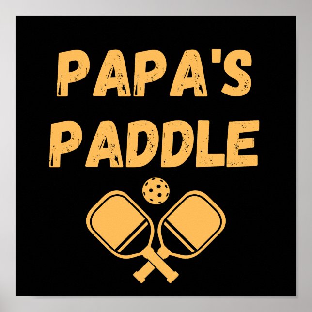 Personalized Papa's Pickleball Paddle Poster (Front)