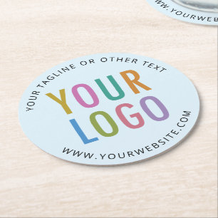 Personalized Paper Coasters Company Logo Baby Blue