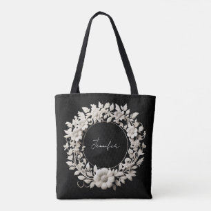 personalized paper flower frame tote bag
