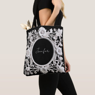 personalized paper flower frame tote bag 