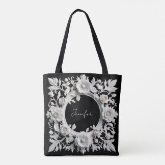 personalized paper flower frame tote bag 