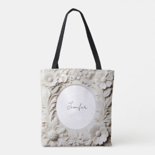 personalized paper flower frame tote bag