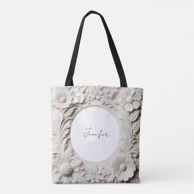 personalized paper flower frame tote bag  (Back)