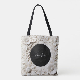 personalized paper flower frame tote bag 