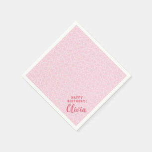 Personalized paper napkin with simple flowers
