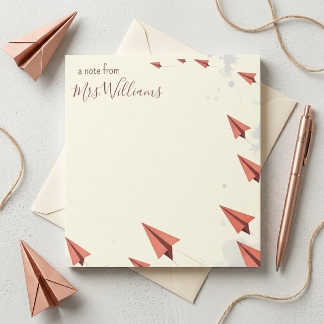 Personalized Paper Plane Frame Teacher Gift Notepad (Creator Uploaded)