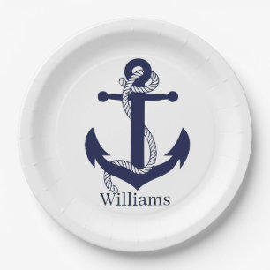 Personalized Paper Plates - Anchor and Robe