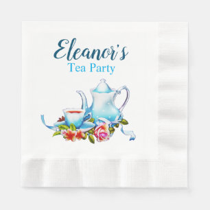 Personalized Paper Tea Party Napkins with Flowers
