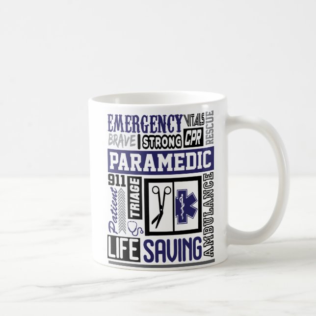 Personalized Paramedic SymbolS Words Coffee Mug (Right)