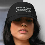 Personalized Paranormal Investigator Company Name Embroidered Hat<br><div class="desc">Add your company name to this personalized Paranormal Investigator hat. Simply edit the text area in the personalize section with your company name to create your own paranormal investigator company hat. This fully customizable hat is a great way to promote and advertise your paranormal business.</div>