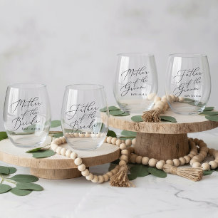 Personalized Parents of the Bride & Groom Wedding Stemless Wine Glass