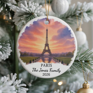 Personalized Paris Ceramic Ornament, Custom France Ornament