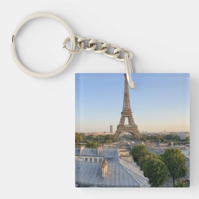 Personalized Paris City Skyline Souvenir  Keychain (Front)